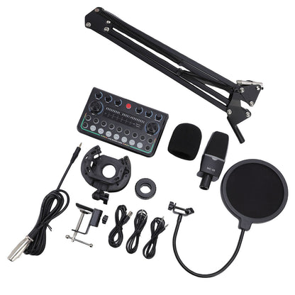 Condenser Mic Live Sound Card Kit Podcast Microfon Bundle ABS Für Das Rundfunk