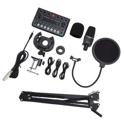 Condenser Mic Live Sound Card Kit Podcast Microfon Bundle ABS Für Das Rundfunk