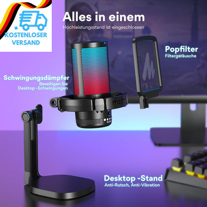 MAONO Gaming Mikrofon PC, Geräuschunterd
