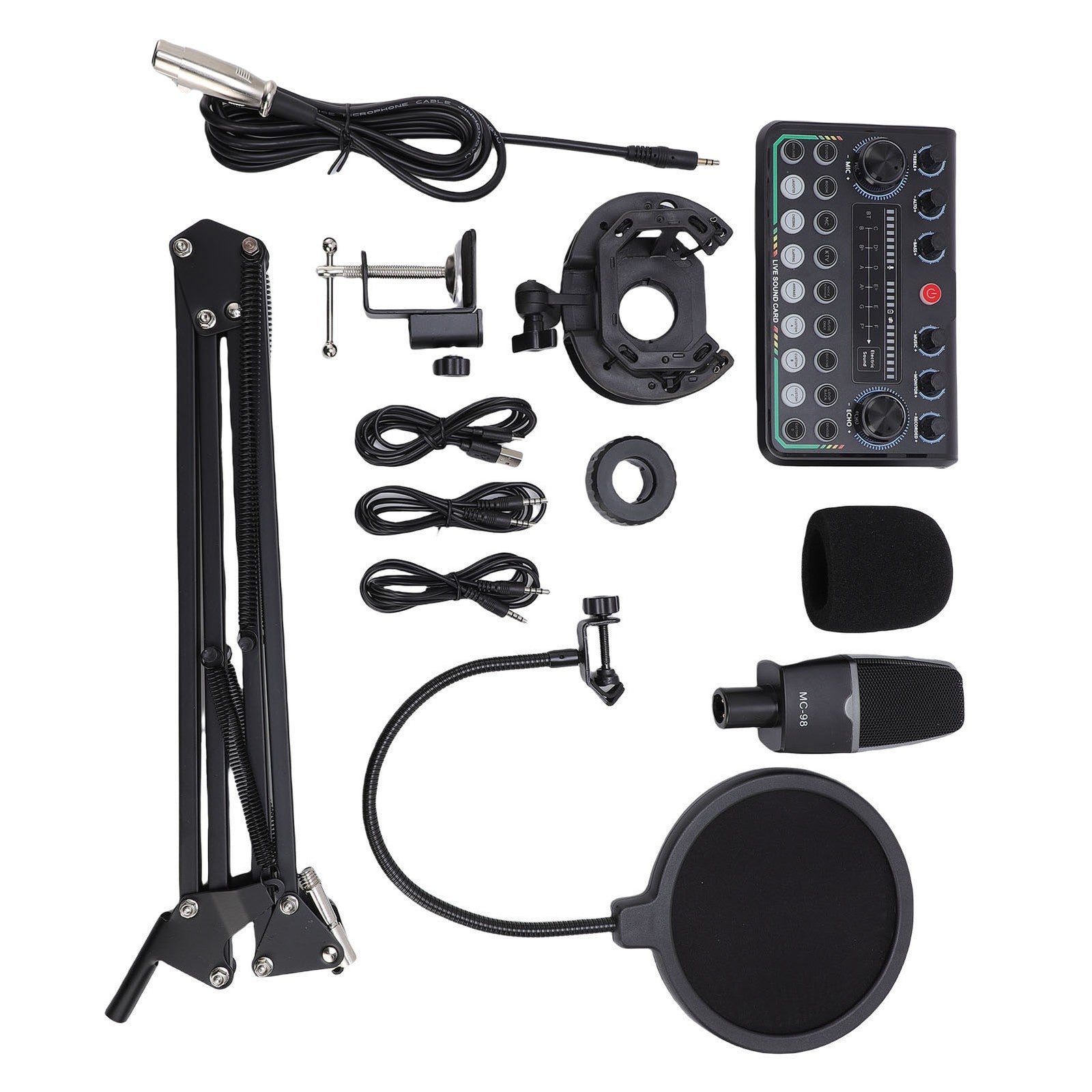 Condenser Mic Live Sound Card Kit Podcast Microfon Bundle ABS Für Das Rundfunk