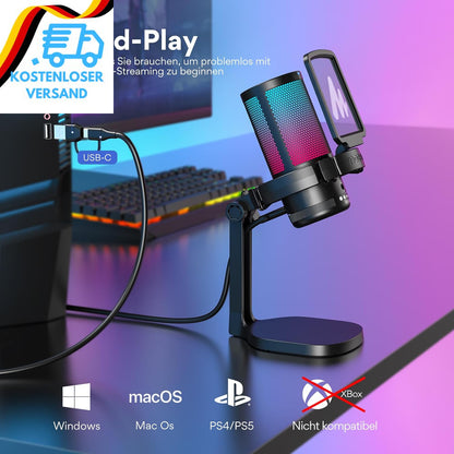 MAONO Gaming Mikrofon PC, Geräuschunterd