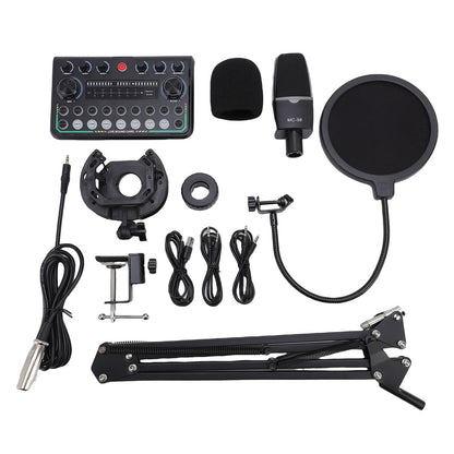 Condenser Mic Live Sound Card Kit Podcast Microfon Bundle ABS Für Das Rundfunk