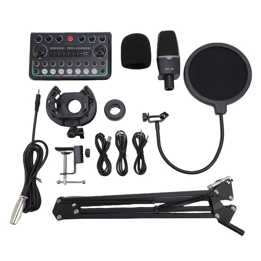 Condenser Mic Live Sound Card Kit Podcast Microfon Bundle ABS Für Das Rundfunk