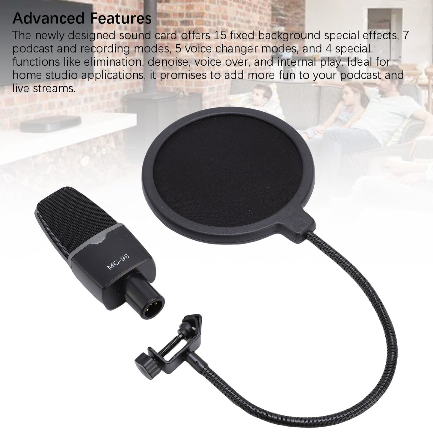 Condenser Mic Live Sound Card Kit Podcast Microfon Bundle ABS Für Das Rundfunk