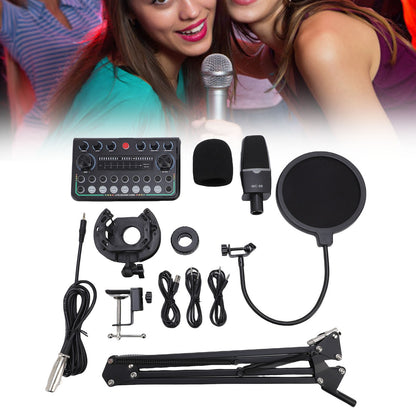 Condenser Mic Live Sound Card Kit Podcast Microfon Bundle ABS Für Das Rundfunk